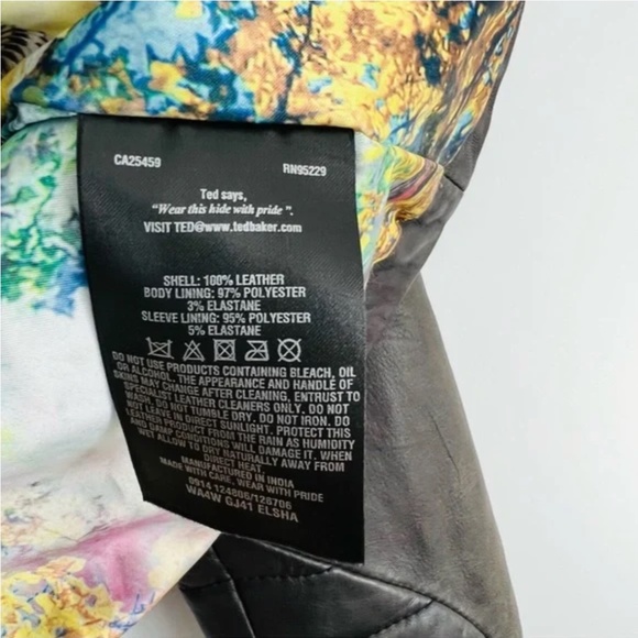 Ted Baker Black Leather Moto Jacket - Picture 3 of 3